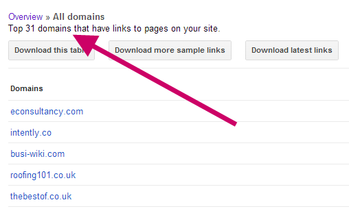 Webmaster Tools backlinks