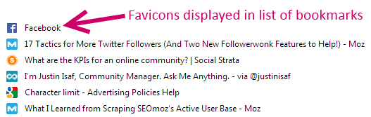 Favicon in browser bookmarks