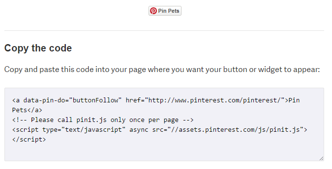 follow button code on pinterest