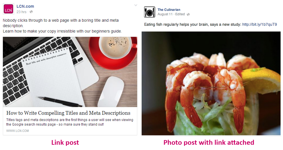 link post vs photo post on facebook