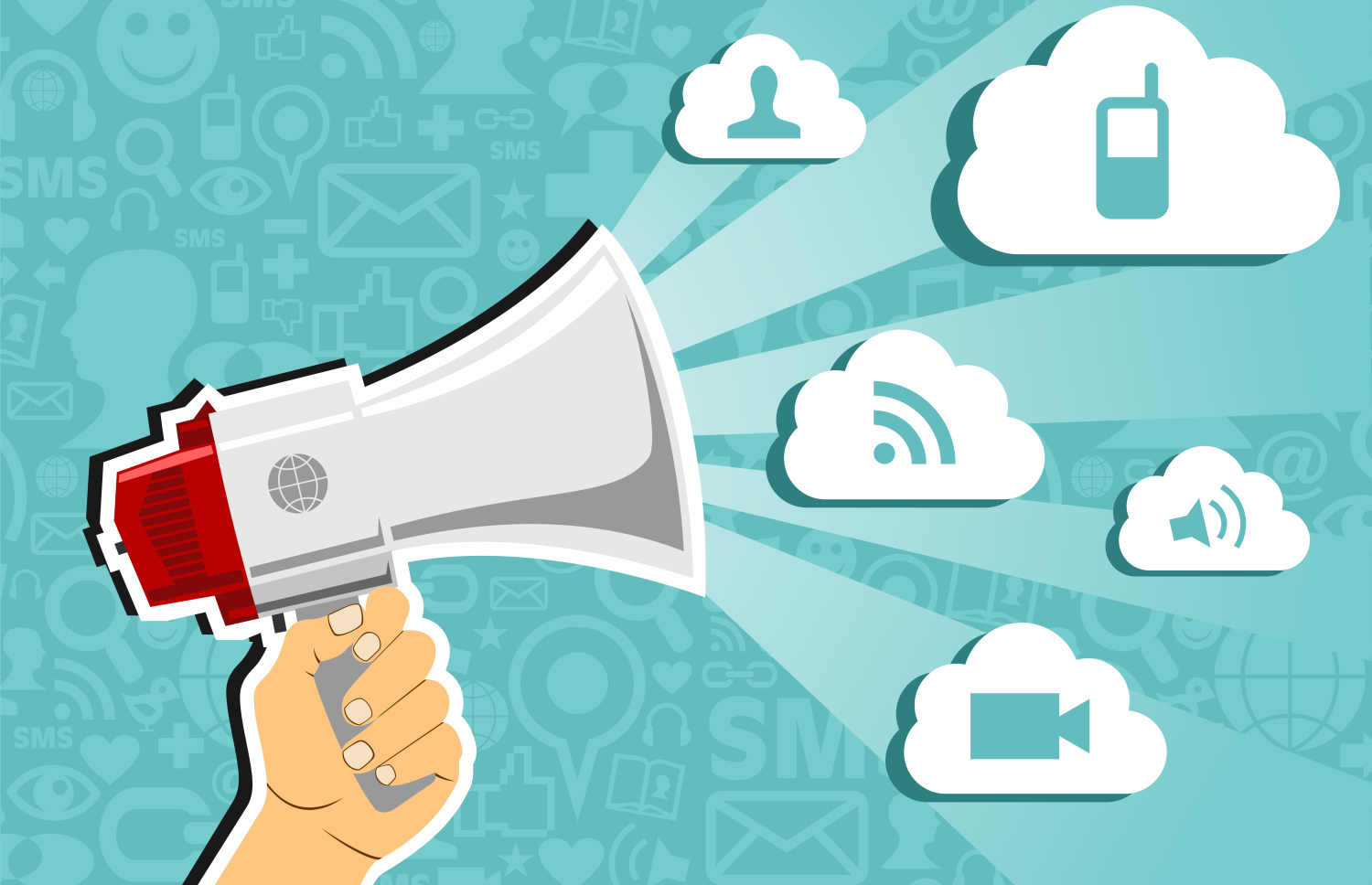 megaphone with social media icons