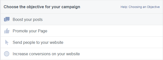 Facebook objectives