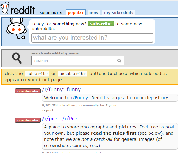 subreddits