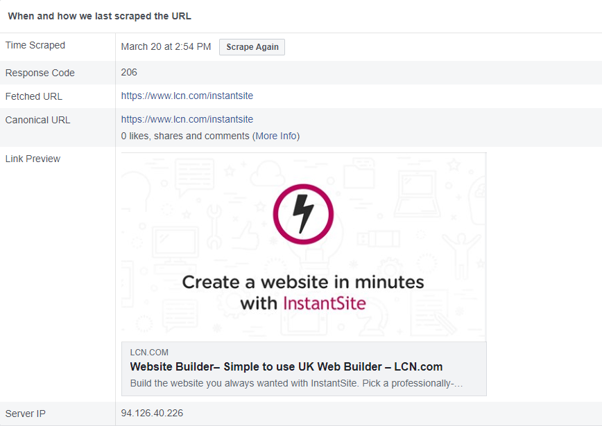 url scrape with lcn instantsite
