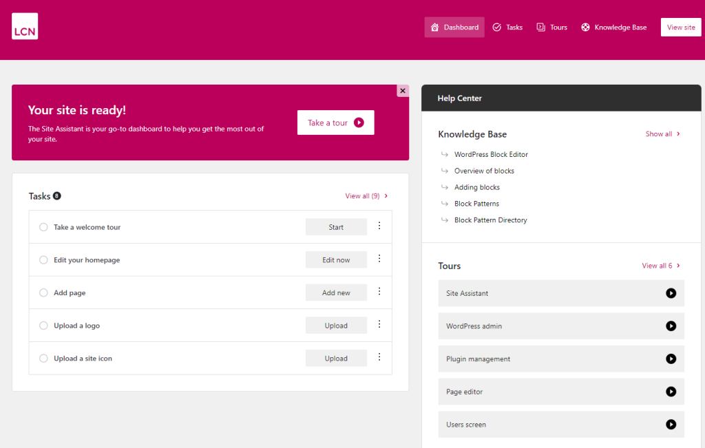 The Site Assistant Dashboard