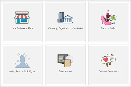 Different types of Facebook page available