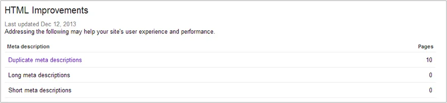 Search Console HTML improvements