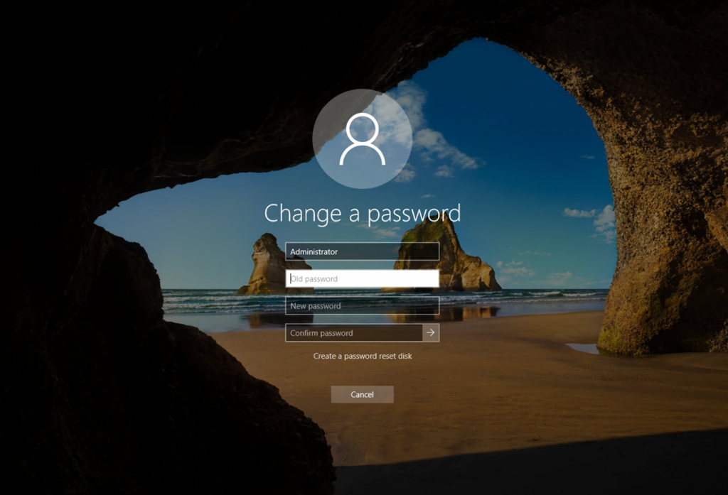 Windows Admin Password change option
